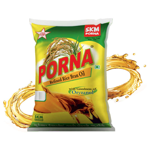 Porna Refined Rice Bran Oil 500ml Pouch 
