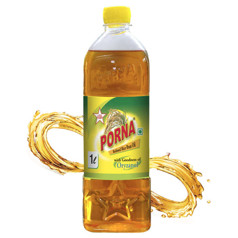 Porna Refined Rice Bran Oil 1 Litre Pet Bottle 