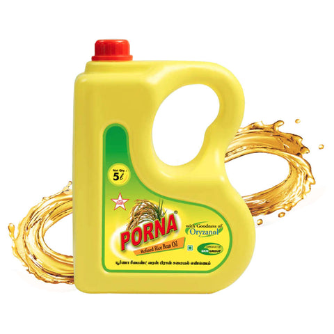 Porna Refined Rice Bran Oil 5 Litre Can 