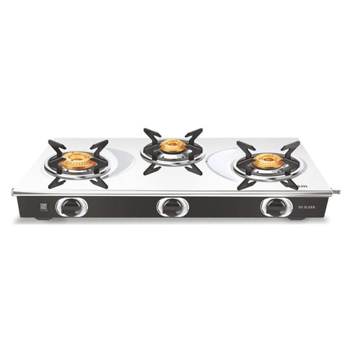 Vidiem SS Sleek Stainless Steel Gas Stove 3 Burner 
