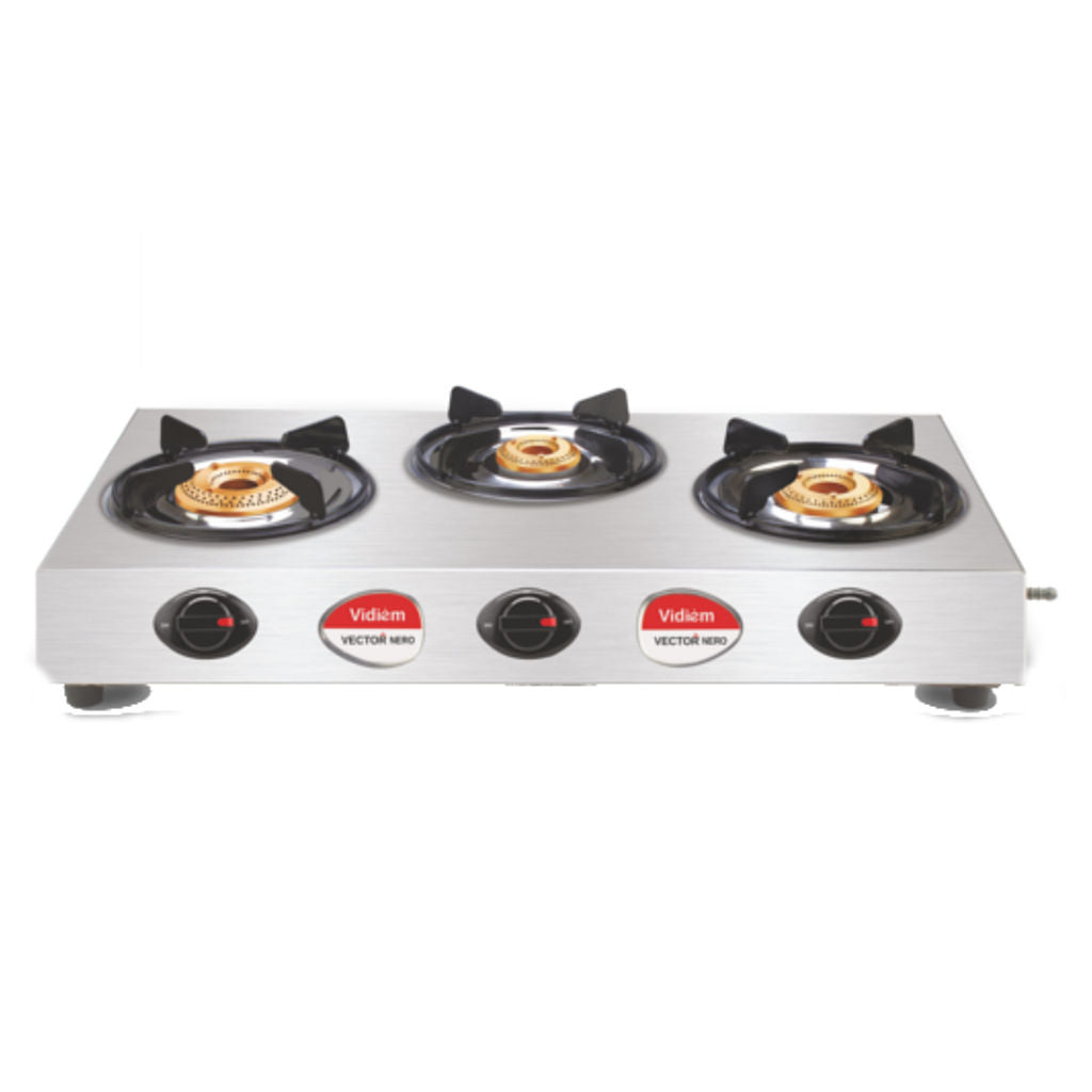 Vidiem Vector Nero Stainless Steel Gas Stove 3 Burner