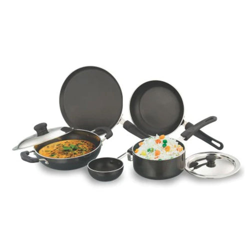 Sowbaghya Nonstick Gift Set 7 Pcs (Dosa Tawa, Fry Pan, Kadai With Lid, Saucepan With Lid And Tadka Pan) With Thickness 2.6mm NS01 
