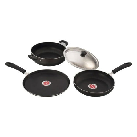 Sowbaghya Gift Set 3 Pcs (Dosa Tawa + Kadai With lid + Fry Pan) 2.6mm INS001 