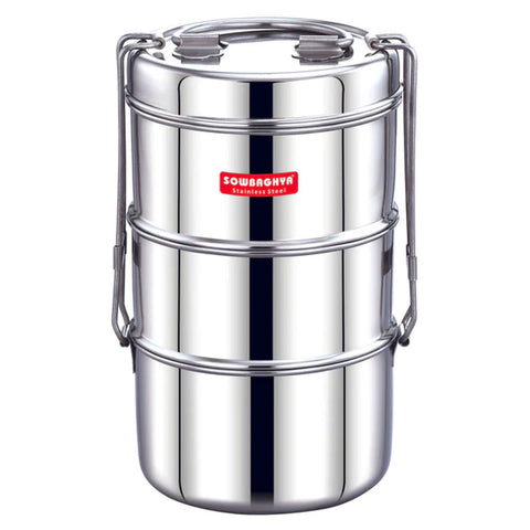 Sowbaghya Stainless Steel Lunch Box Triple SSLB03 