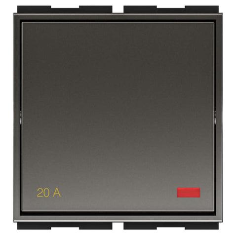 GM Aer Nova 20A 1 Way Switch With LED Indicator 2 Module Graphite Magnesia AA 2 655 