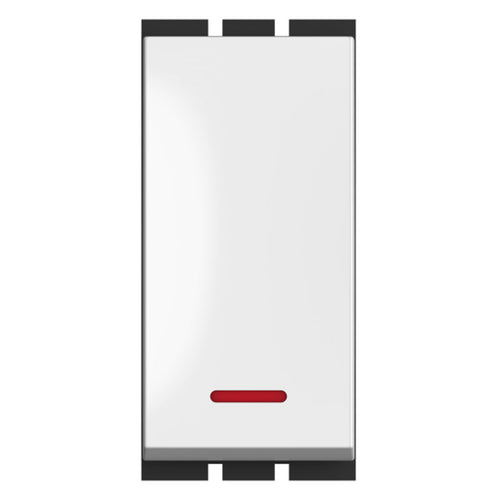 GM Axon 10AX 1 Way Switch With LED Indicator Glossy White AC 1 202 