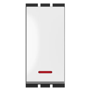 GM Axon 10AX 1 Way Switch With LED Indicator Glossy White AC 1 202 