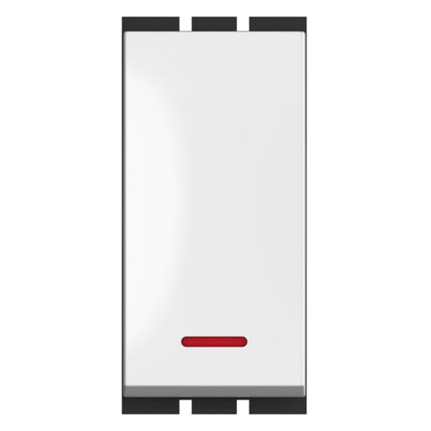 GM Axon 10AX 1 Way Switch With LED Indicator Glossy White AC 1 202 