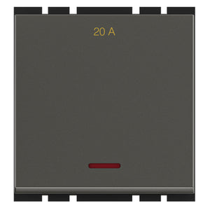 GM G-Ten Ace 20A 1 Way Switch With LED Indicator 2 Module Graphite Magnesia AC 2 015 