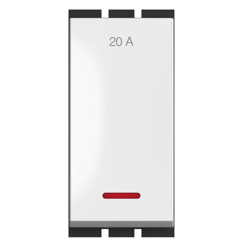 GM Axon 20A 1 Way Switch With Indicator Glossy White AC 1 212 