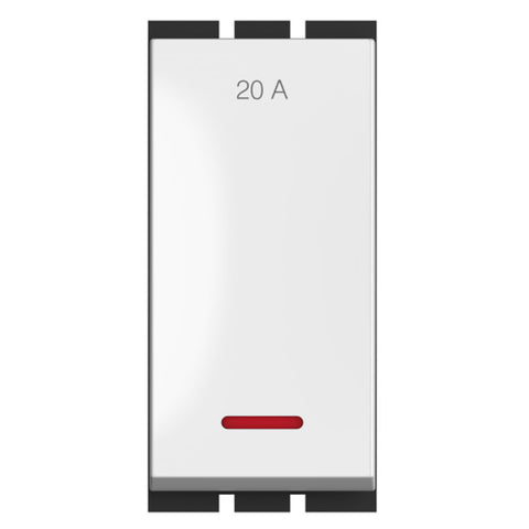 GM Axon 20A 1 Way Switch With Indicator Glossy White AC 1 212 