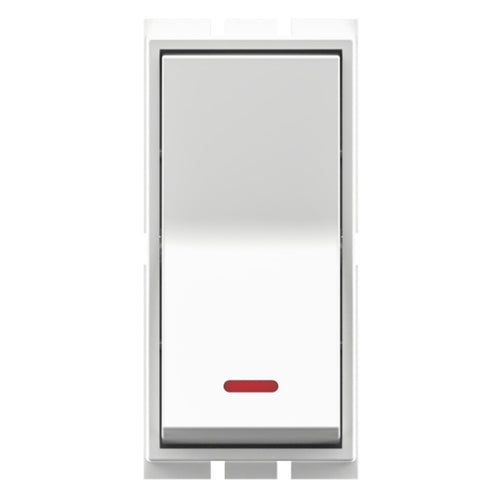 GM Axela 10AX 1 Way Switch With LED Indicator Glossy White AC 1 302 
