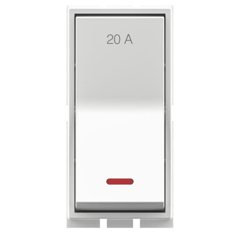 GM Axela 20A 1 Way Switch With LED Indicator Glossy White AC 1 312 