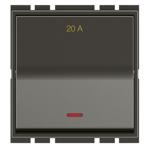 GM Axela 20A 1 Way Switch With LED Indicator 2 Module Graphite Magnesia AC 2 315 