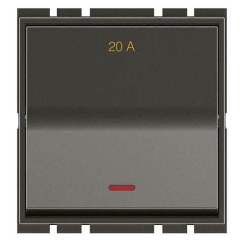 GM Axela 20A 1 Way Switch With LED Indicator 2 Module Graphite Magnesia AC 2 315 
