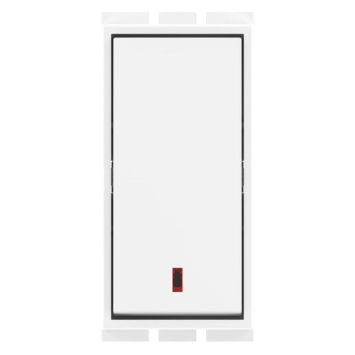 GM Flatino 10AX 1 Way Switch With LED Indicator Glossy White AC 1 332 