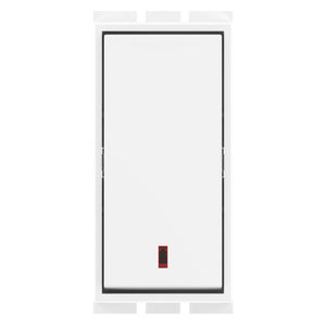 GM Flatino 10AX 1 Way Switch With LED Indicator Glossy White AC 1 332 