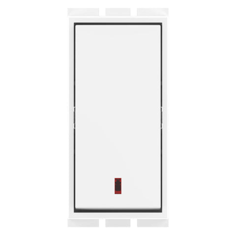 GM Flatino 10AX 1 Way Switch With LED Indicator Glossy White AC 1 332 