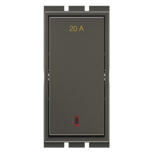 GM Flatino 20A 1 Way Switch With LED Indicator Graphite Magnesia AC 1 342 