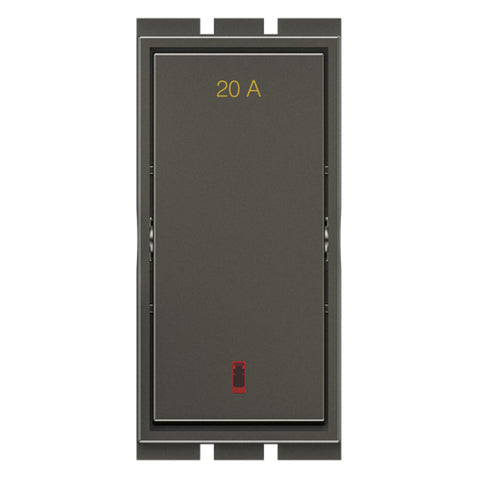 GM Flatino 20A 1 Way Switch With LED Indicator Graphite Magnesia AC 1 342 