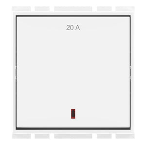 GM Flatino 20A 1 Way Switch With LED Indicator 2 Module Glossy White AC 2 345 