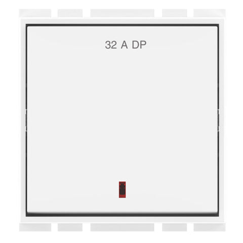 GM Flatino 32A DP Switch With LED Indicator 2 Module Glossy White AC 2 347 