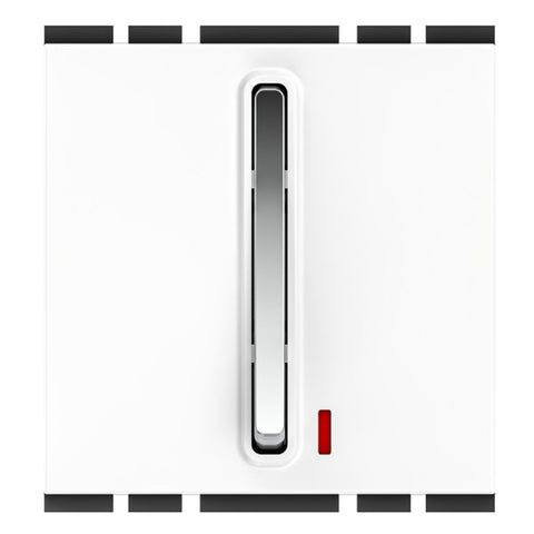 GM Stylo 10AX 1 Way Switch With LED Indicator 2 Module Glossy White AC 2 367 