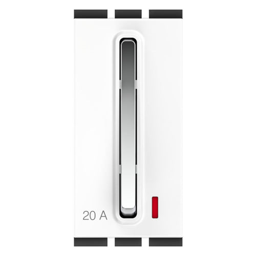 GM Stylo 20A 1 Way Switch With LED Indicator Glossy White AC 1 372 