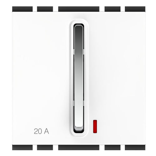 GM Stylo 20A 1 Way Switch With LED Indicator 2 Module Glossy White AC 2 375 