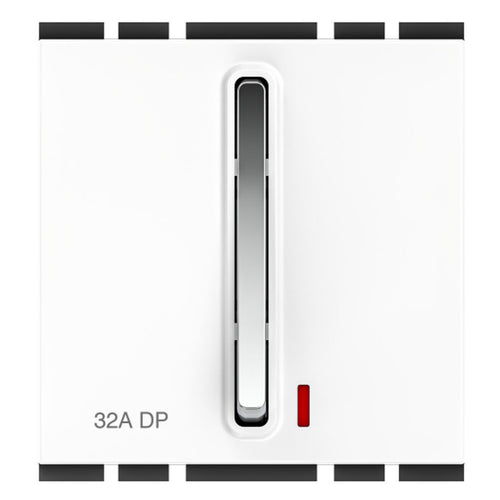 GM Stylo 32A DP Switch With LED Indicator 2 Module Glossy White AC 2 379 