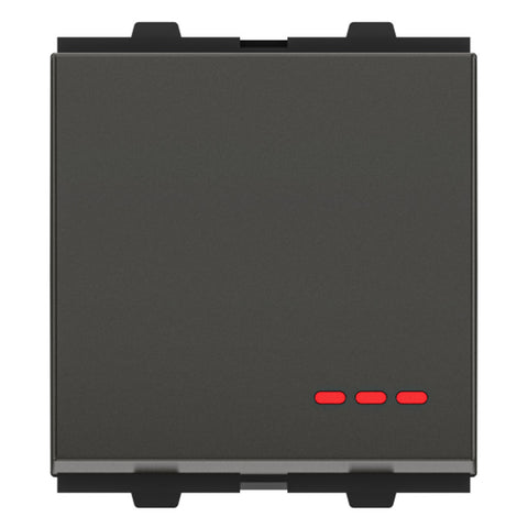 GM Viva 10AX 1 Way Switch With LED Indicator 2 Module Graphite Magnesia AB 2 004 