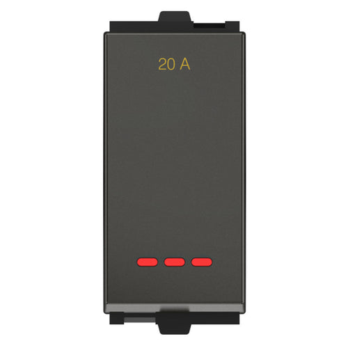 GM Viva 20A 1 Way Switch With LED Indicator Graphite Magnesia AB 1 006 
