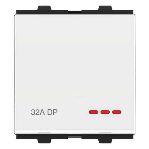 GM Viva 32A DP Switch With LED Indicator 2 Module Glossy White AB 2 024 
