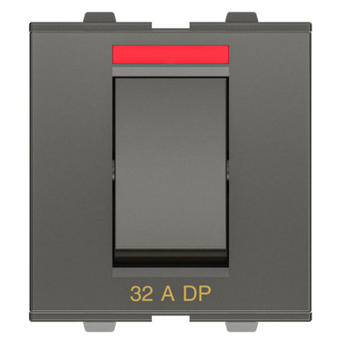 GM Viva 32A DP Switch With LED Indicator 2 Module Graphite Magnesia AB 2 159 