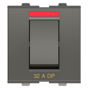 GM Viva 32A DP Switch With LED Indicator 2 Module Graphite Magnesia AB 2 159 