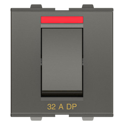 GM Viva 32A DP Switch With LED Indicator 2 Module Graphite Magnesia AB 2 159 