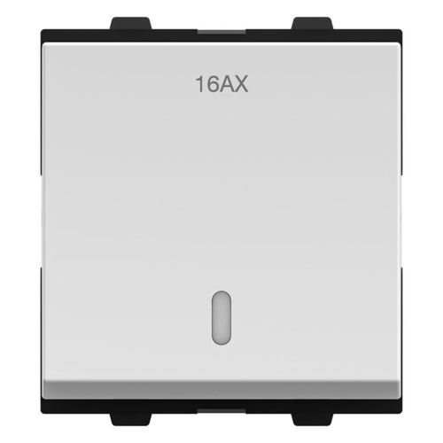 GM 16AX 1 Way Switch With LED Indicator 2 Module Glossy White AB 2 208 