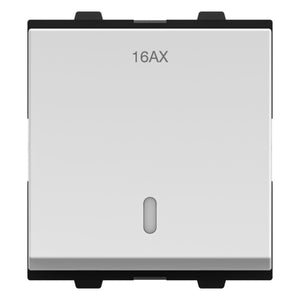 GM 16AX 1 Way Switch With LED Indicator 2 Module Glossy White AB 2 208 