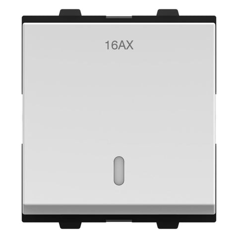 GM 16AX 1 Way Switch With LED Indicator 2 Module Glossy White AB 2 208 