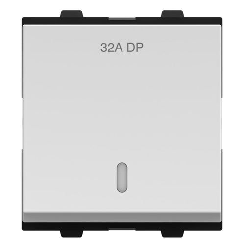 GM Genia 32A DP Switch With LED Indicator 2 Module Glossy White AB 2 224 