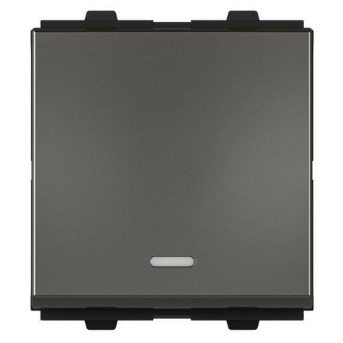 GM Java 6/10A 1 Way Switch With LED Indicator 2 Module Graphite Magnesia AB 2 307 