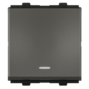 GM Java 6/10A 1 Way Switch With LED Indicator 2 Module Graphite Magnesia AB 2 307 
