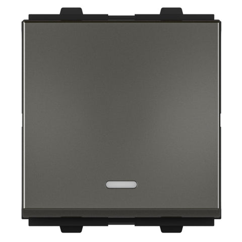 GM Java 6/10A 1 Way Switch With LED Indicator 2 Module Graphite Magnesia AB 2 307 