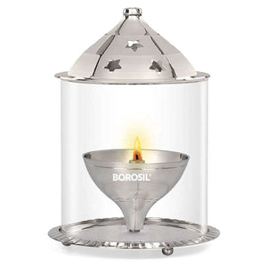 Borosil Nickel Akhand Diya With Glass Chimney Medium HDTRAKDN100 