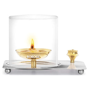 Borosil Brass Glass Aarti Diya Medium HDTRADSB100 