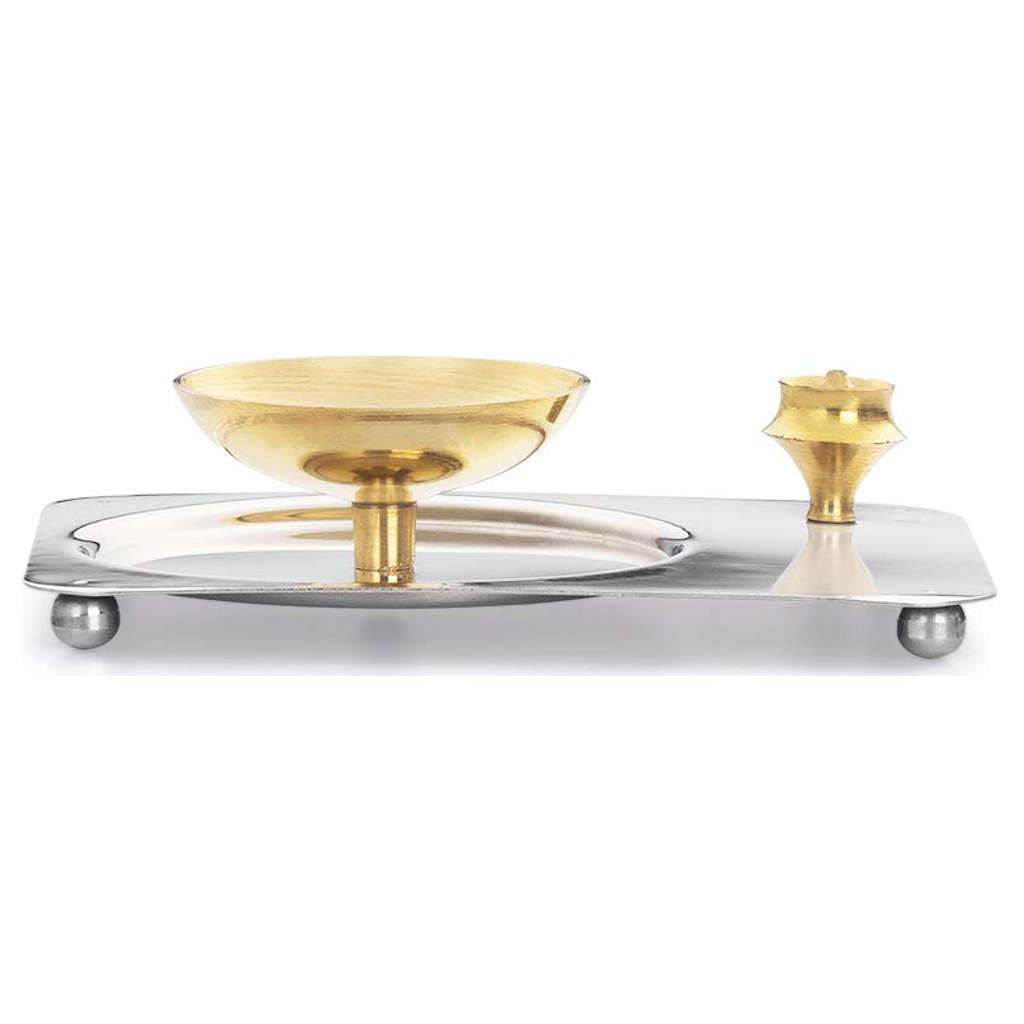 Borosil Brass Glass Aarti Diya Medium HDTRADSB100