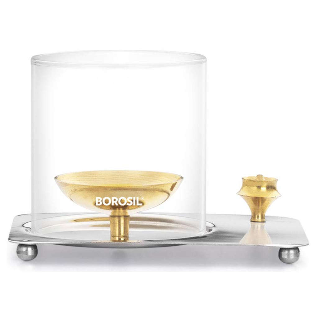 Borosil Brass Glass Aarti Diya Medium HDTRADSB100