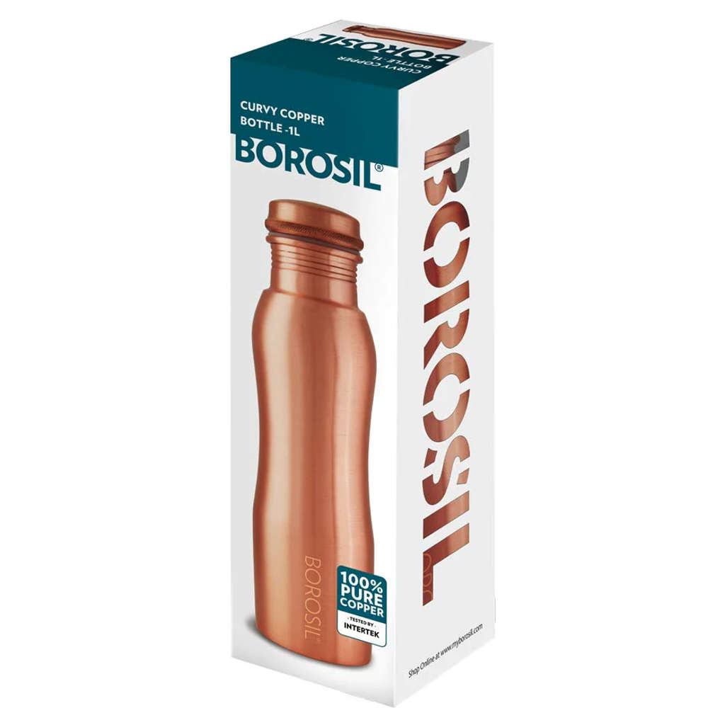 Borosil Curvy Copper Water Bottle 1 Litre HDBTCOPCURV