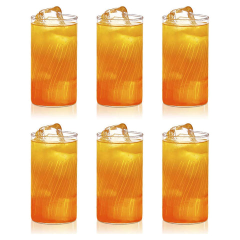Borosil Cut Cascade Glass Tumbler Large Set Of 6 Pcs 350 ml 