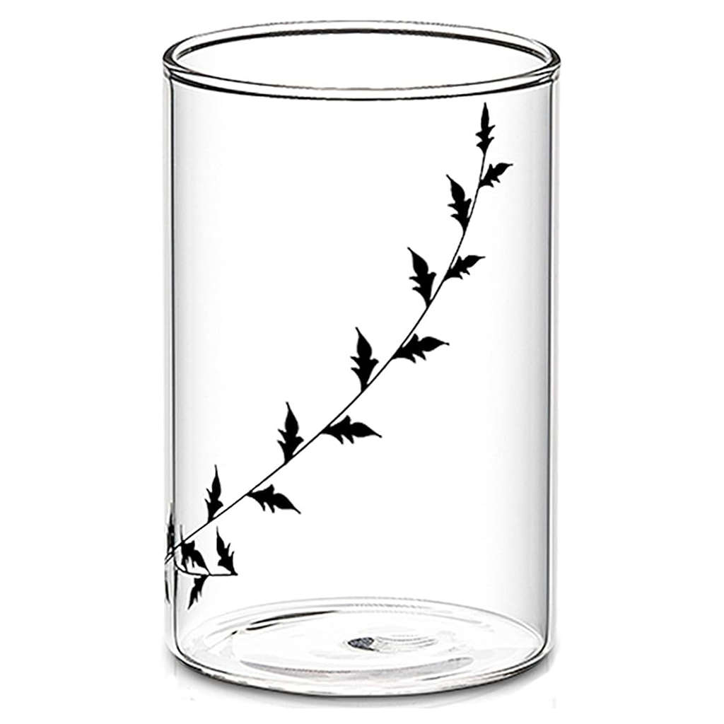 Borosil Black Krip Glass Tumbler Medium Set Of 6 Pcs 295 ml BVVIBLEAFBM
